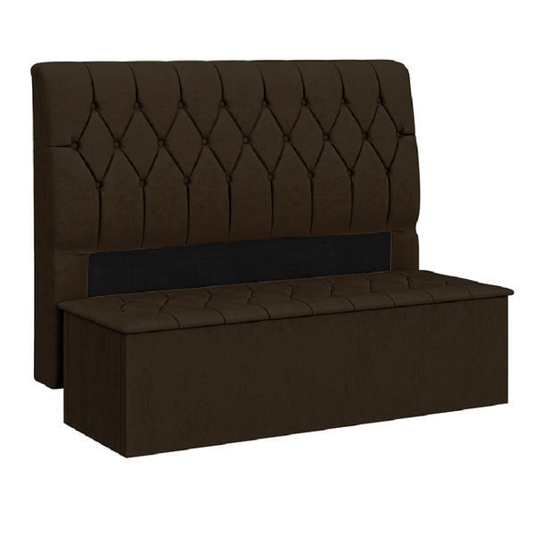 Cabeceira C/calçadeira Baú Istambul Cama Box Queen Chocolate