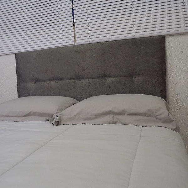Cabeceira Cama Box 05 Suede Amassado Cinza  Solteiro 90x60 Rbl