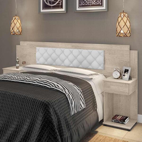 Cabeceira Cama Box Ajustável Amarula Com Capitonê Corino Bran