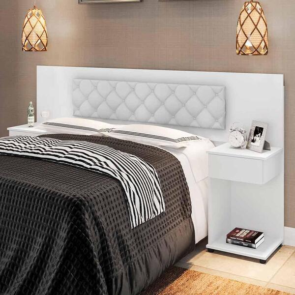 Cabeceira Cama Box Ajustável Branco Com Capitonê Corino Branc