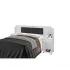 Cabeceira Cama Box Ajustável Branco Com Capitonê Corino Preto