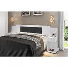 Cabeceira Cama Box Ajustável Branco Com Capitonê Corino Preto