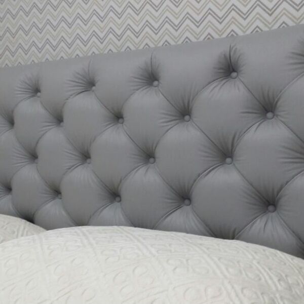 Cabeceira Cama Box Capitonê Corino Cinza  King 195x60 Rbl