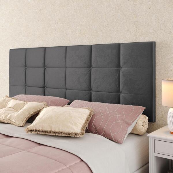 Cabeceira Cama Box Casal 1,40 Suspensa Bia Suede - Cinza - Lo