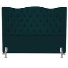 Cabeceira Cama Box Casal 138 Cm Com Puff Baú Azul Marinho