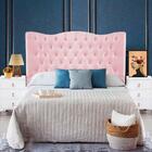 Cabeceira Cama Box Casal 138 Cm Com Puff Baú Rosa Claro