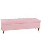 Cabeceira Cama Box Casal 138 Cm Com Puff Baú Rosa Claro