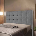 Cabeceira Cama Box Casal 140 Cm Estofada Cinza Julia Suede Am