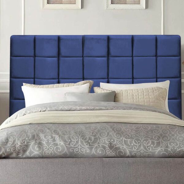Cabeceira Cama Box Casal 140 Cm Mariana Veludo Azul Marinho