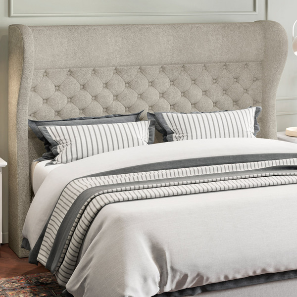 Cabeceira Cama Box Casal 140 Cm P05 Madrid Bouclê Creme - Lya