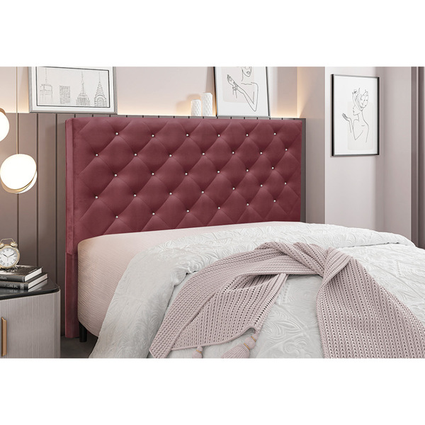 Cabeceira Cama Box Casal 140 Cm Tania Veludo Vinho S04 - D'ro