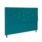 Cabeceira Cama Box Casal 140 Cm Virgínia Suede Azul Tiffany