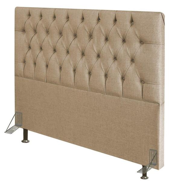 Cabeceira Cama Box Casal 140cm Diamante D10 Linho Bege