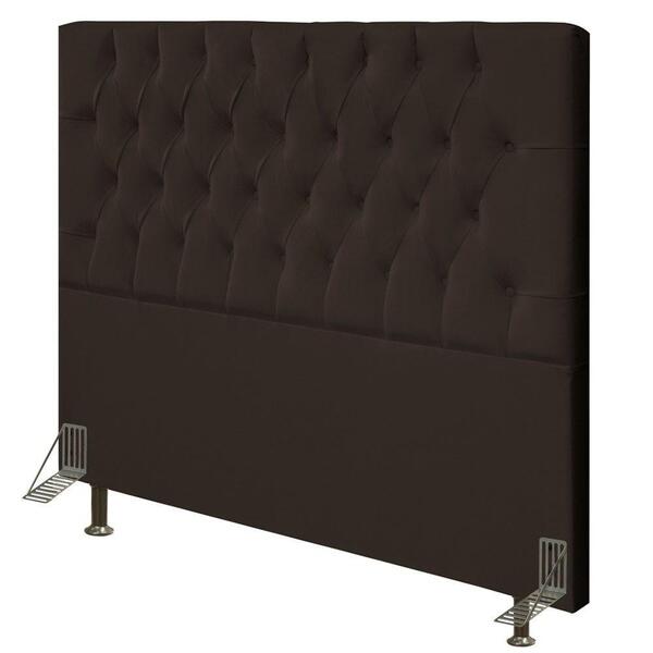 Cabeceira Cama Box Casal 140cm Diamante D10 Suede Marrom
