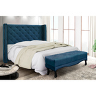 Cabeceira Cama Box Casal 140cm E Recamier Vicenza Veludo Azul