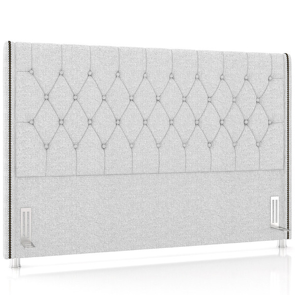 Cabeceira Cama Box Casal 140cm Estofada Frizza P05 Linho Cinz