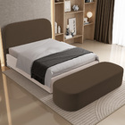 Cabeceira Cama Box Casal 140cm Lanna Com Puff Recamier Doha W