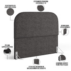 Cabeceira Cama Box Casal 140cm Orgânica Lanna W01 Linho Cinza