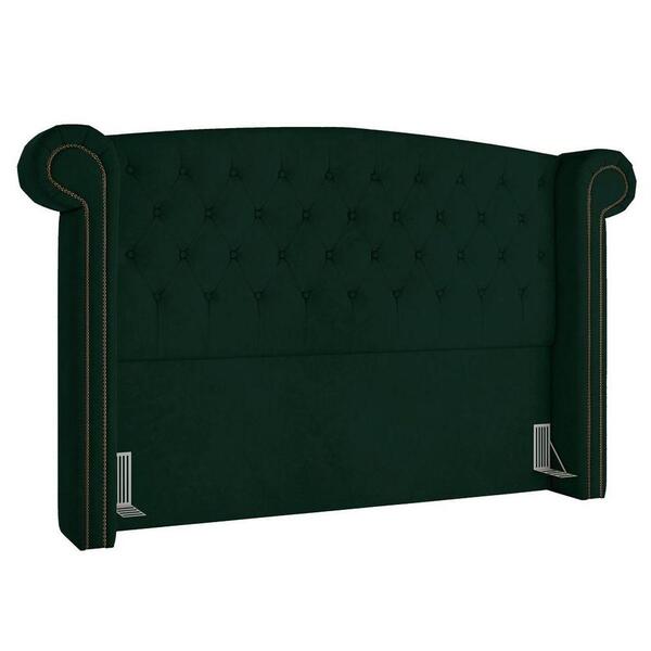 Cabeceira Cama Box Casal 140cm Provença P02 Veludo Verde Musgo