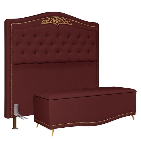 Cabeceira Cama Box Casal 195cm Suede Vinho