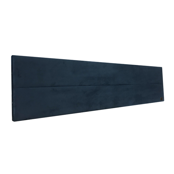 Cabeceira Cama Box Casal 2 Blocos Alce Couch Suede Liso Azul