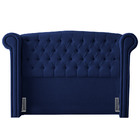 Cabeceira Cama Box Casal Adelle 140cm Com Frame Veludo Azul E