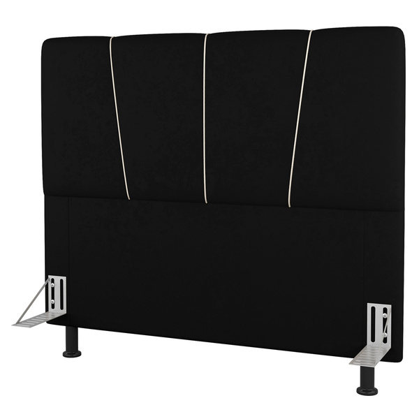 Cabeceira Cama Box Casal Amber 140cm Estofada Suede Preto - D