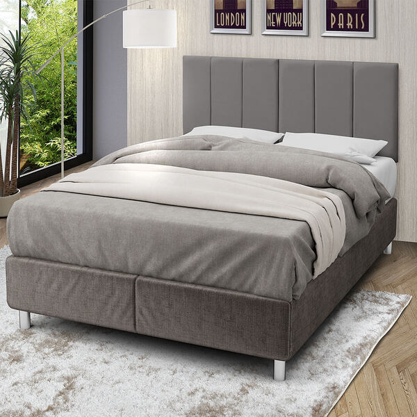 Cabeceira Cama Box Casal Estofada 1,40m Suede Cinza - Box Móv