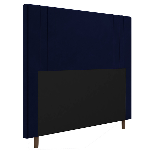 Cabeceira Cama Box Casal Ferrara 140cm Veludo Azul Marinho -