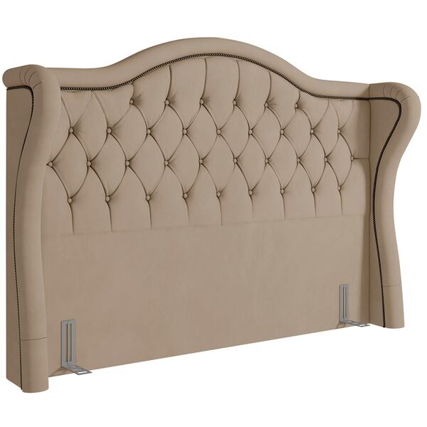 Cabeceira Cama Box Casal King 195 Cm P05 Lisboa Veludo Bege -
