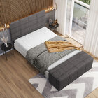 Cabeceira Cama Box Casal King 195 Cm Roma W01 Linho Cinza Esc