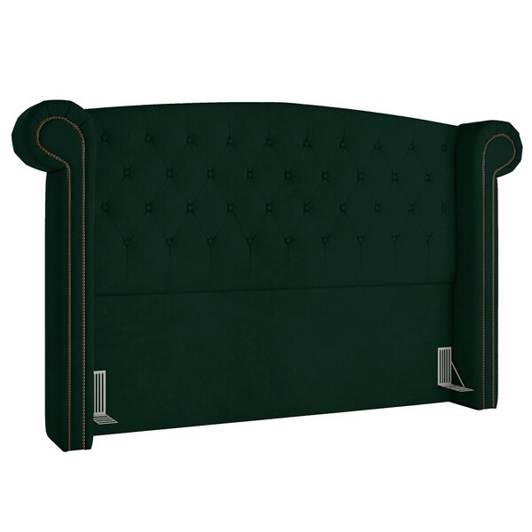 Cabeceira Cama Box Casal King 195cm Provença P02 Veludo Verde