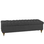 Cabeceira Cama Box Casal King 198 Cm Com Puff Baú Cinza