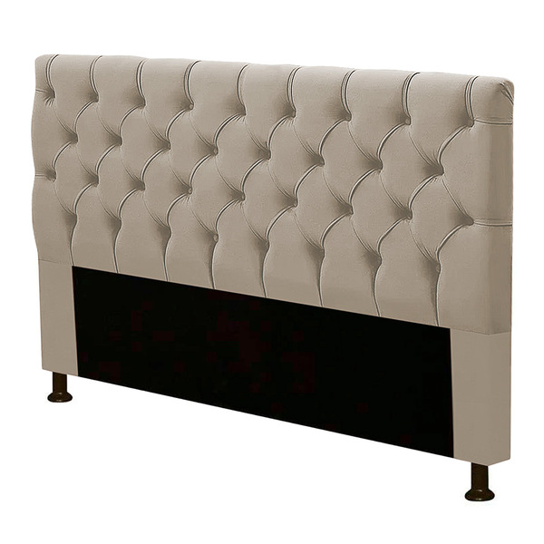 Cabeceira Cama Box Casal King Size Cristal 195cm Corino Bege