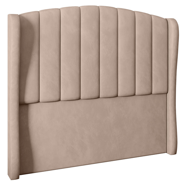 Cabeceira Cama Box Casal King Size Gracia 209cm Veludo Bege -