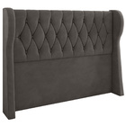 Cabeceira Cama Box Casal King Size Malva 209cm Veludo Cinza -