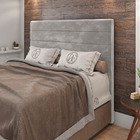 Cabeceira Cama Box Casal King Size Natali 193cm Veludo Prata