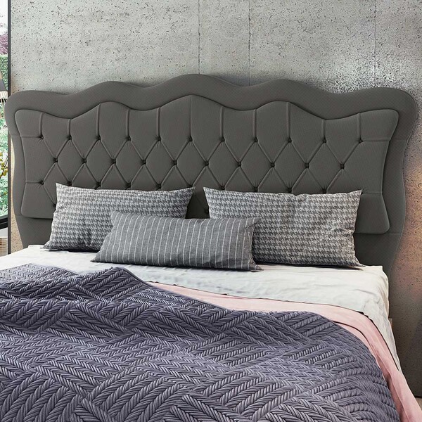 Cabeceira Cama Box Casal King Size Olympia 215cm Veludo Cinza