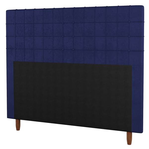 Cabeceira Cama Box Casal King Size Parisis 195cm Veludo Azul