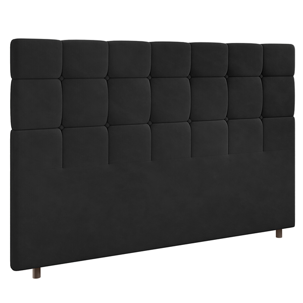Cabeceira Cama Box Casal King Size Parma 193cm Suede Preto -