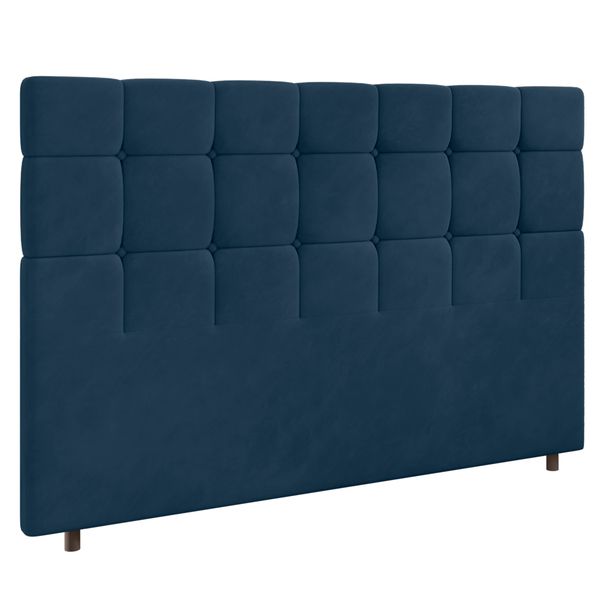 Cabeceira Cama Box Casal King Size Parma 193cm Veludo Azul -