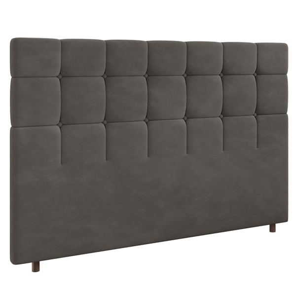 Cabeceira Cama Box Casal King Size Parma 193cm Veludo Cinza -