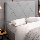 Cabeceira Cama Box Casal Mel 140cm Com Frame Veludo Cinza Cla