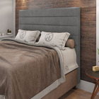 Cabeceira Cama Box Casal Napoli 140cm Suede Cinza - Desk Desi