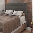 Cabeceira Cama Box Casal Napoli 140cm Veludo Cinza - Desk Des