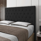 Cabeceira Cama Box Casal Petra 140cm Linho Preto - Desk Design