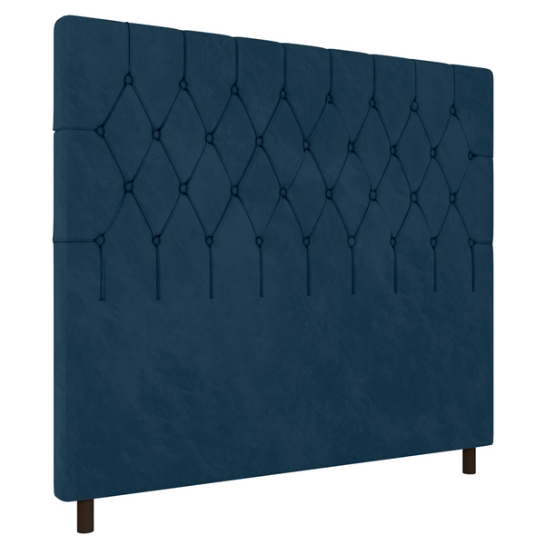 Cabeceira Cama Box Casal Potenza 140cm Veludo Azul - Desk Des