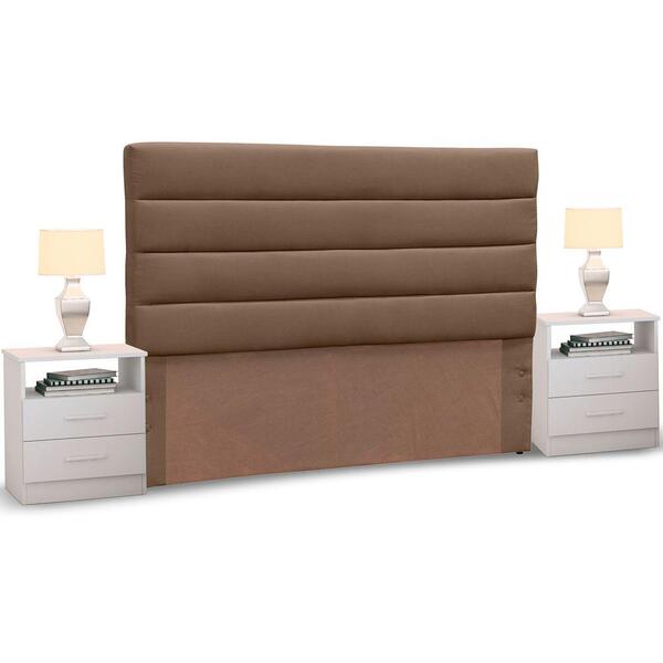 Cabeceira Cama Box Casal Queen 160cm Greta Suede E 2 Mesas De