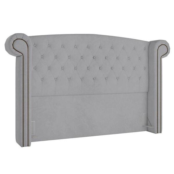 Cabeceira Cama Box Casal Queen 160cm Provença P02 Veludo Cinza