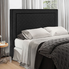Cabeceira Cama Box Casal Queen Size Arez 160cm Linho Preto -